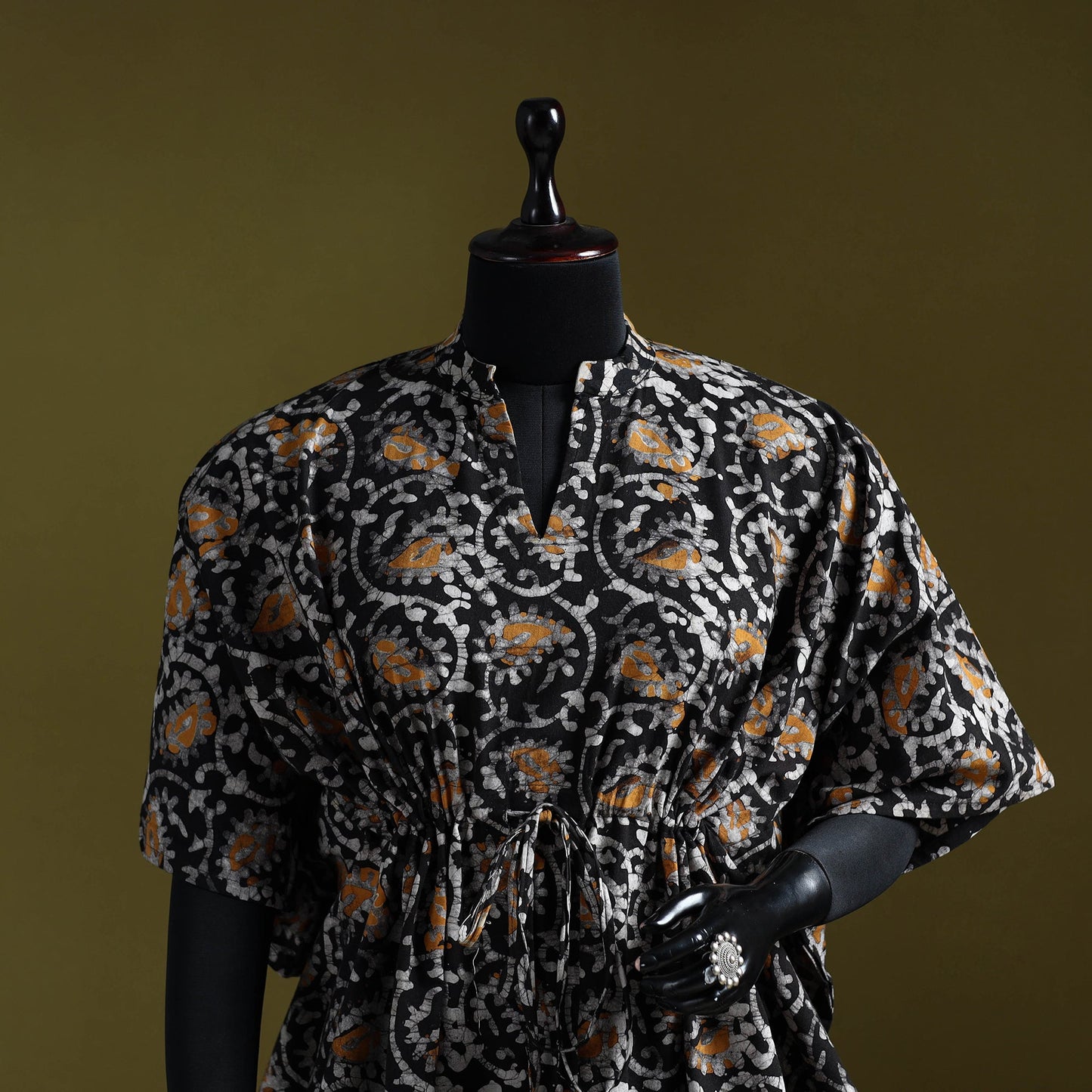Hand batik cotton short kaftan 13 - handcrafted