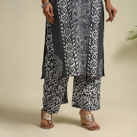 Buy Black Cotton Hand Batik Print Suit Set