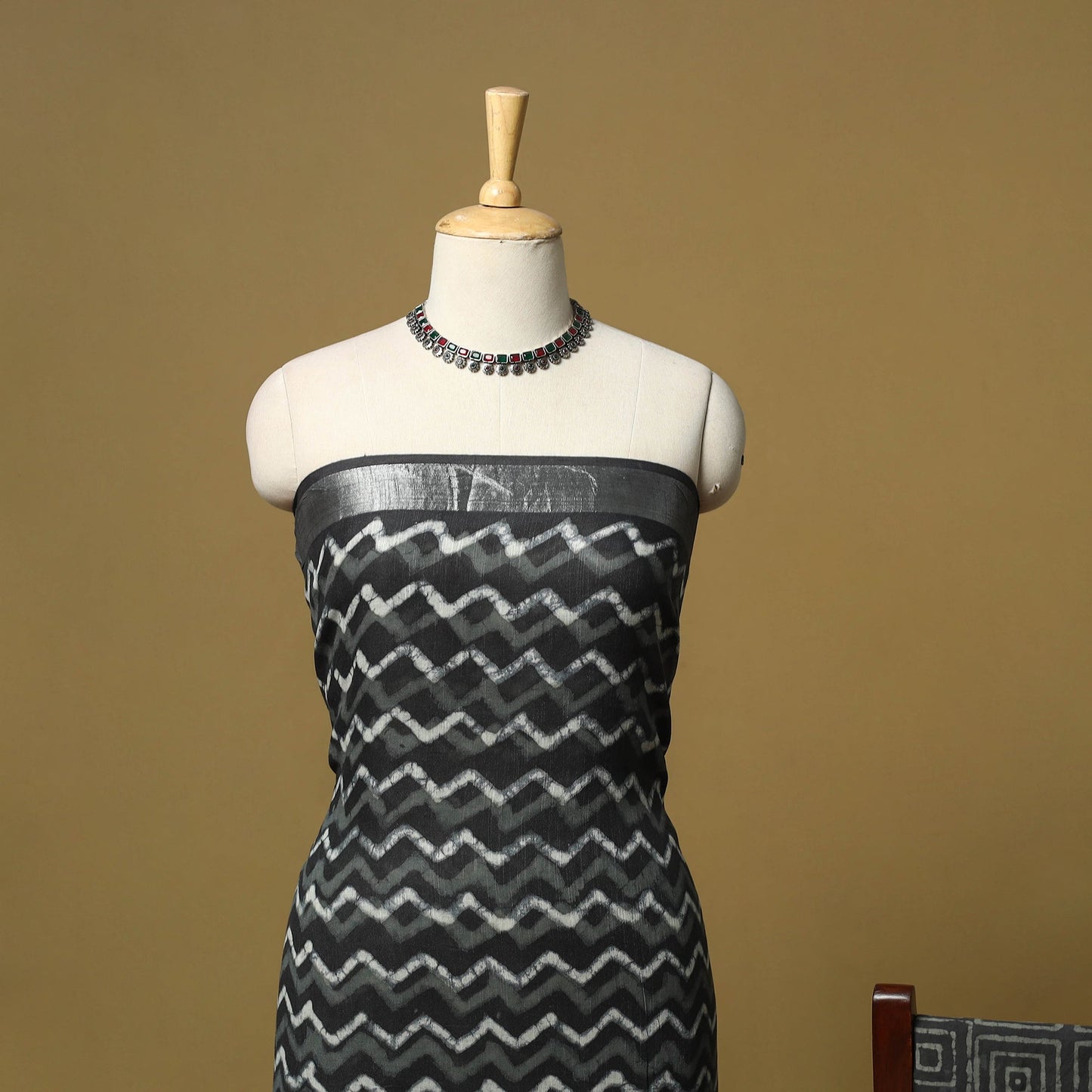 Hand batik linen 3pc unstitched dress material 28