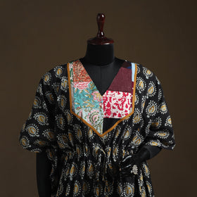 Hand block batik print patchwork cotton kaftan (short) 33