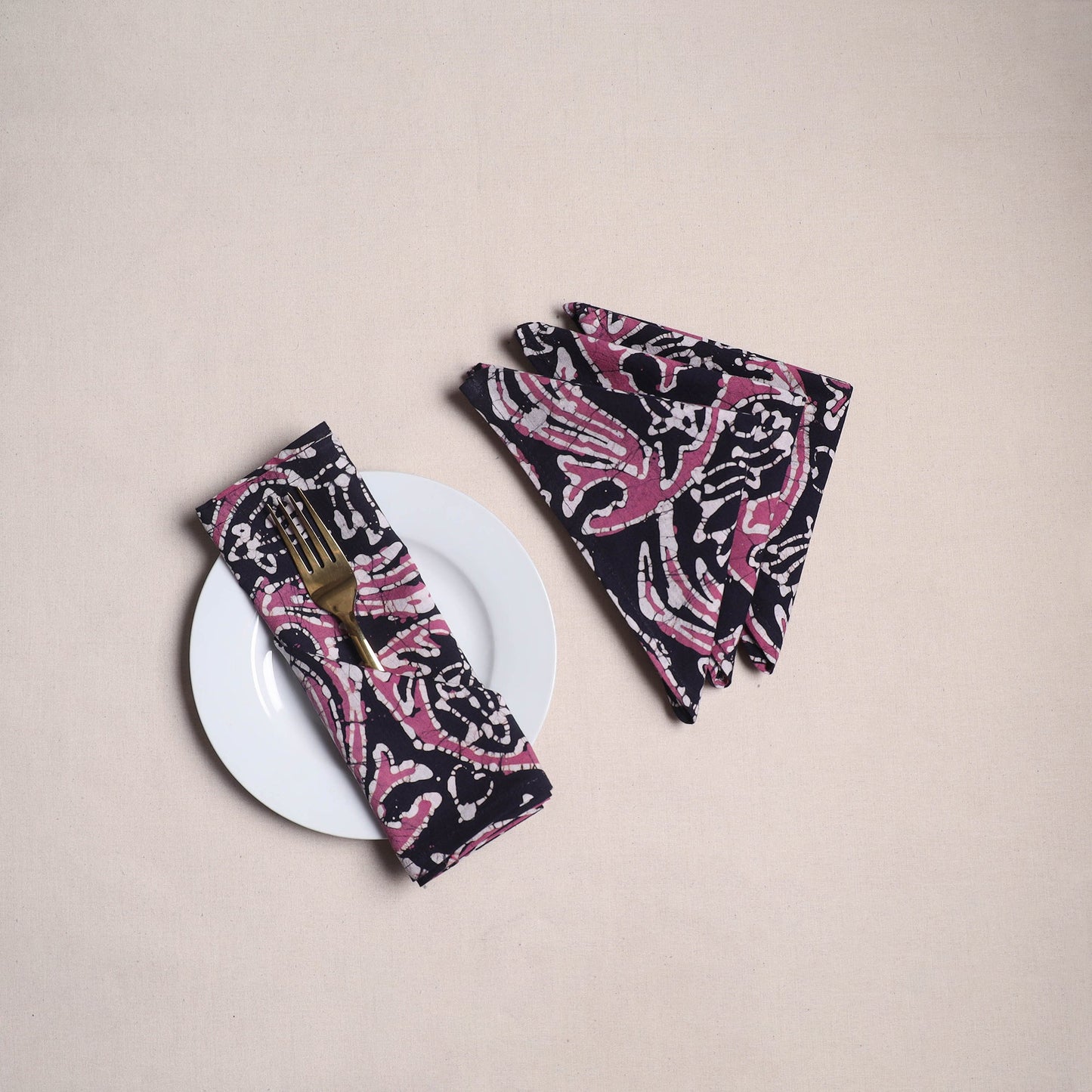 Hand block batik print table napkins (set of 4) 24