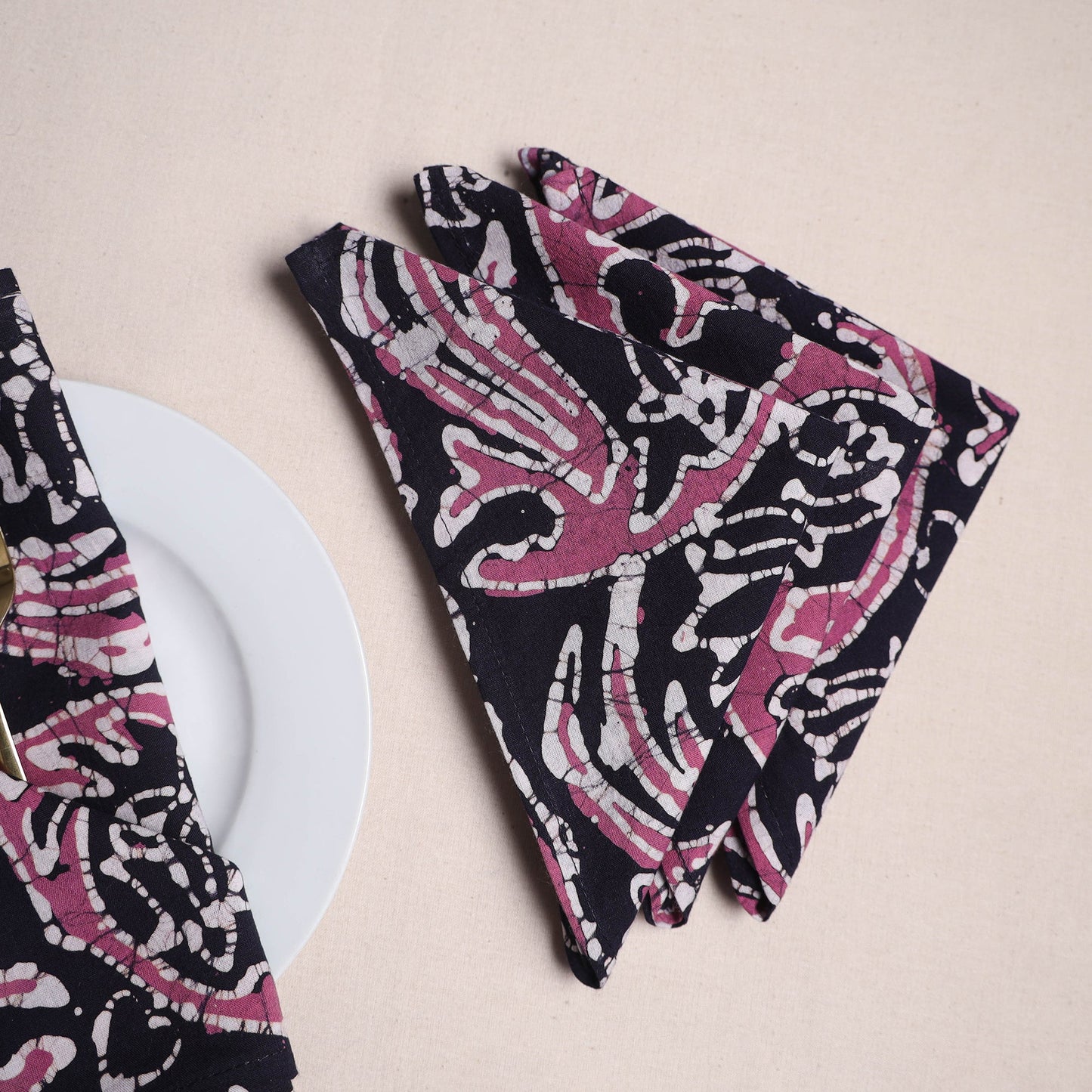 Hand block batik print table napkins (set of 4) 24