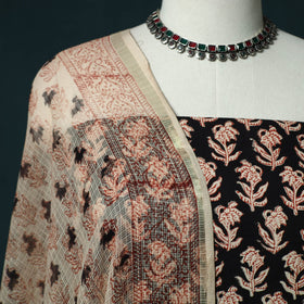 Hand block print bagru cotton 3pc unstitched dress material