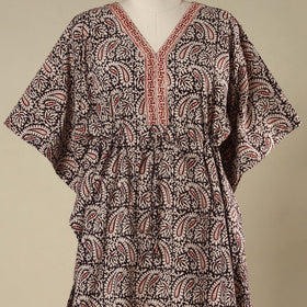 Black - cotton bagh kaftan with tie-up waist (medium) 27