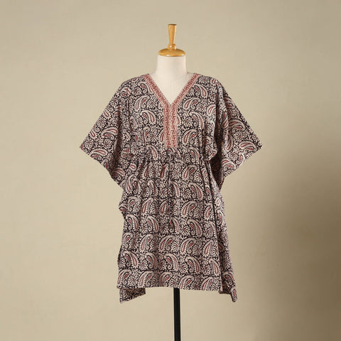 Black - cotton bagh kaftan with tie-up waist (medium) 27