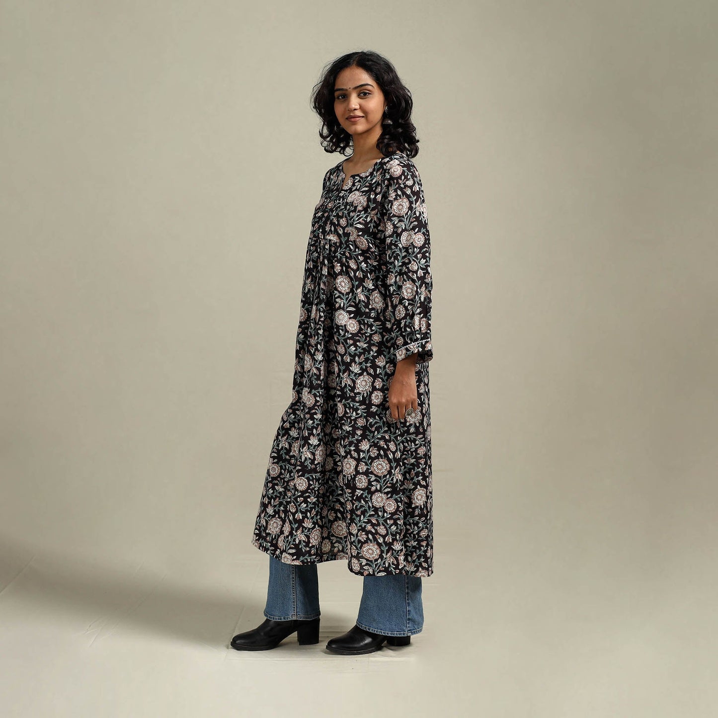 Hand cotton a-line sanganeri kurta for women 10