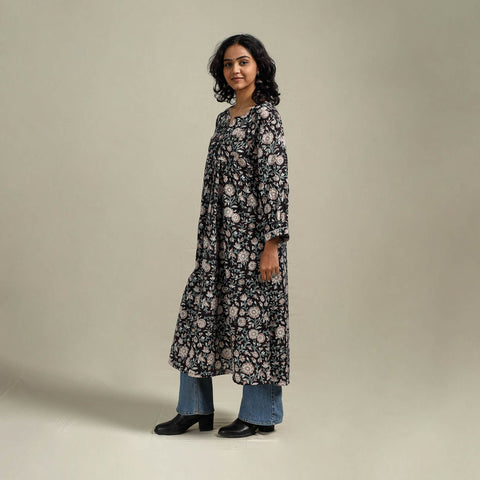 Hand cotton a-line sanganeri kurta for women 10