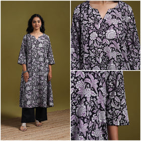 Hand cotton a-line sanganeri kurta for women 16