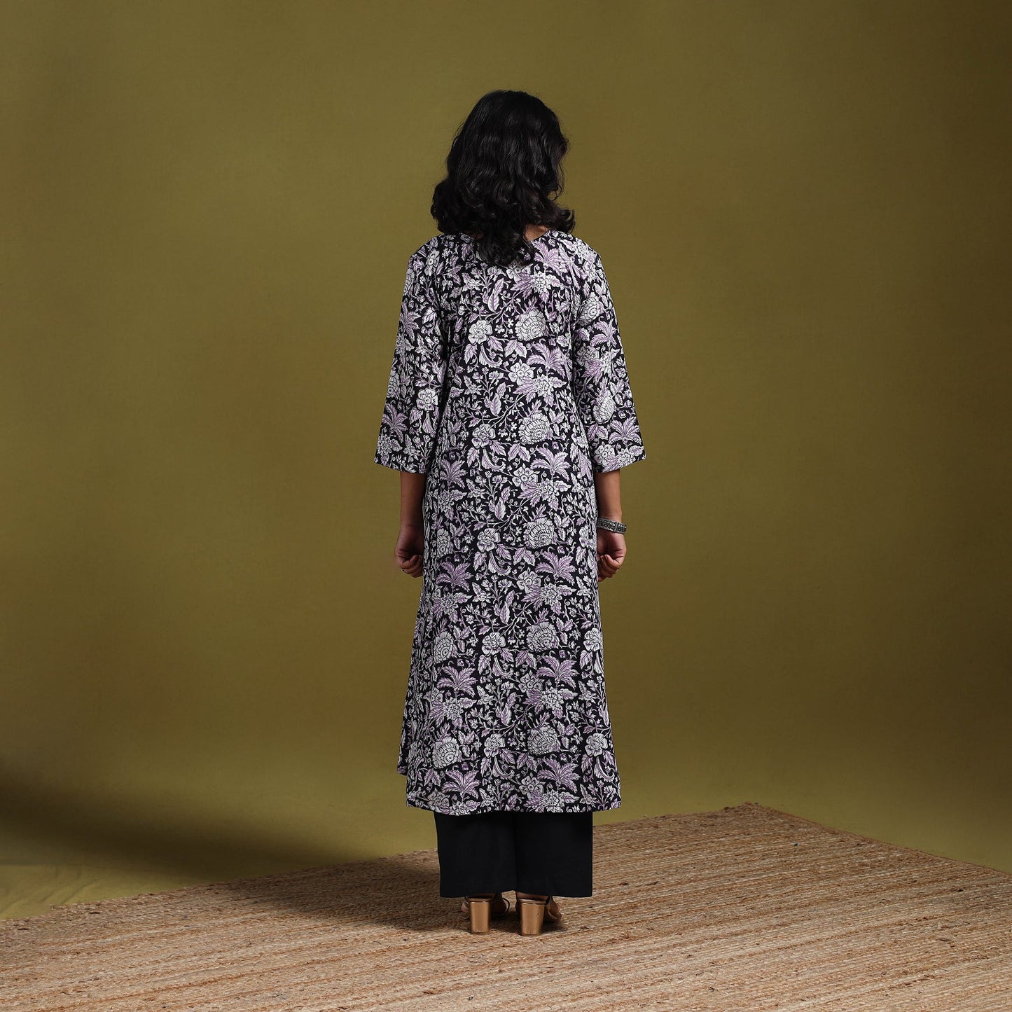 Hand cotton a-line sanganeri kurta for women 16