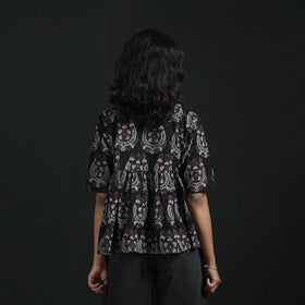 Hand block print cotton natural dyed ajrakh crop top 02