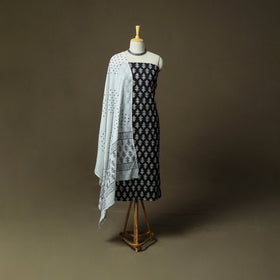 Hand block print cotton sanganeri 3pc unstitched dress
