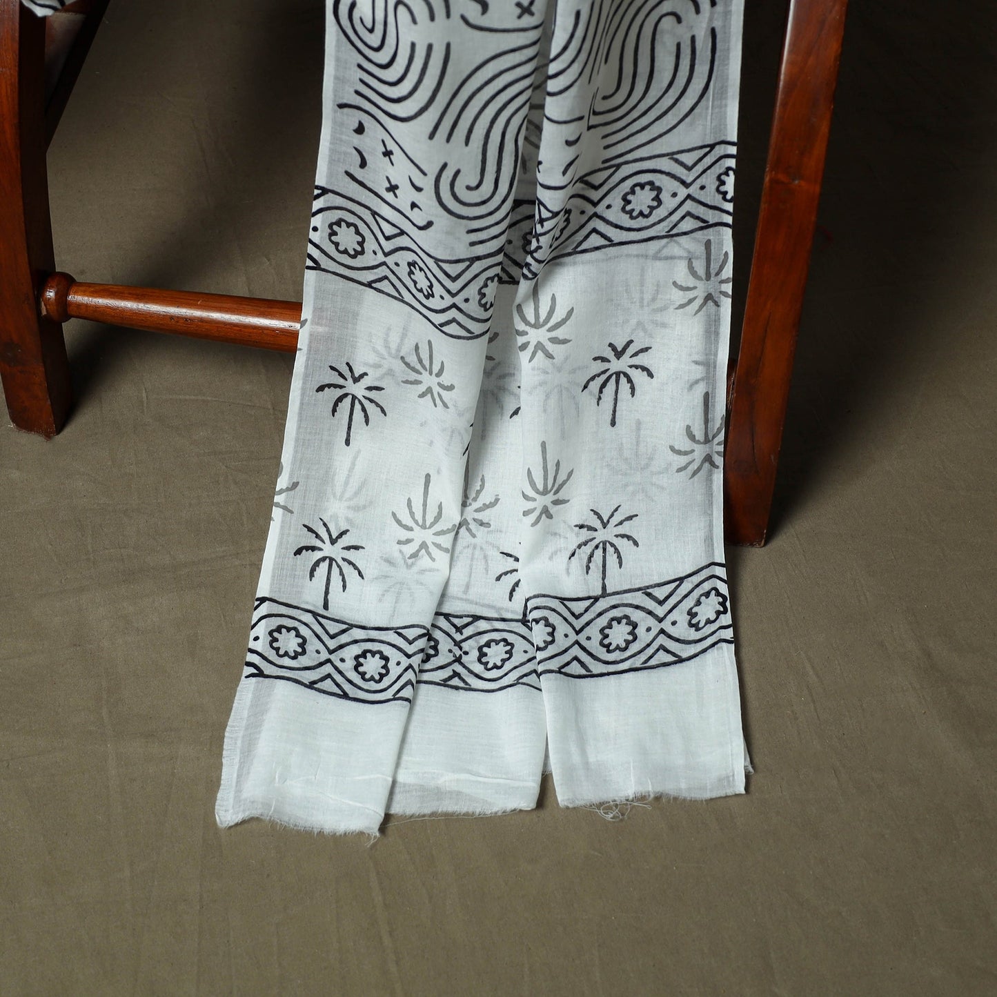 Hand block print cotton sanganeri 3pc unstitched dress