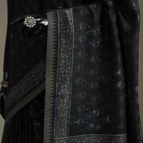 Hand block print natural dyed chanderi silk akola saree 05