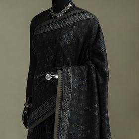Hand block print natural dyed chanderi silk akola saree 05