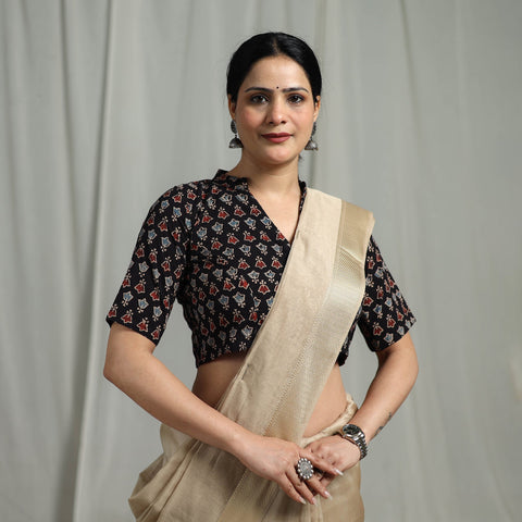 Hand natural dyed cotton readymade blouse 09 - handcrafted