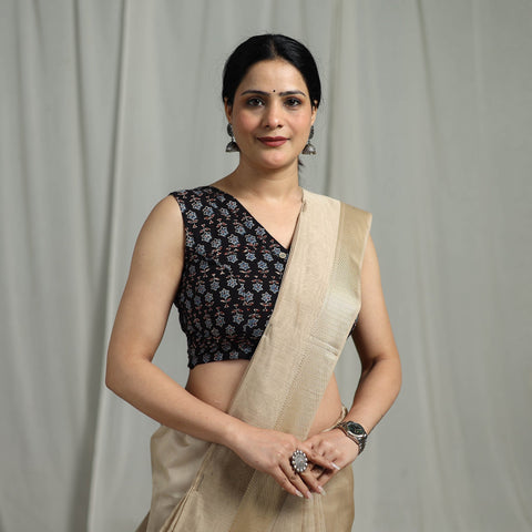 Hand natural dyed cotton readymade blouse 13 - handcrafted