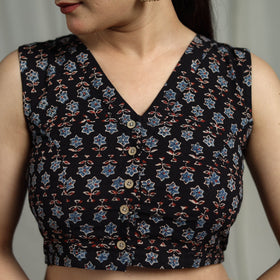 Hand natural dyed cotton readymade blouse 13 - handcrafted