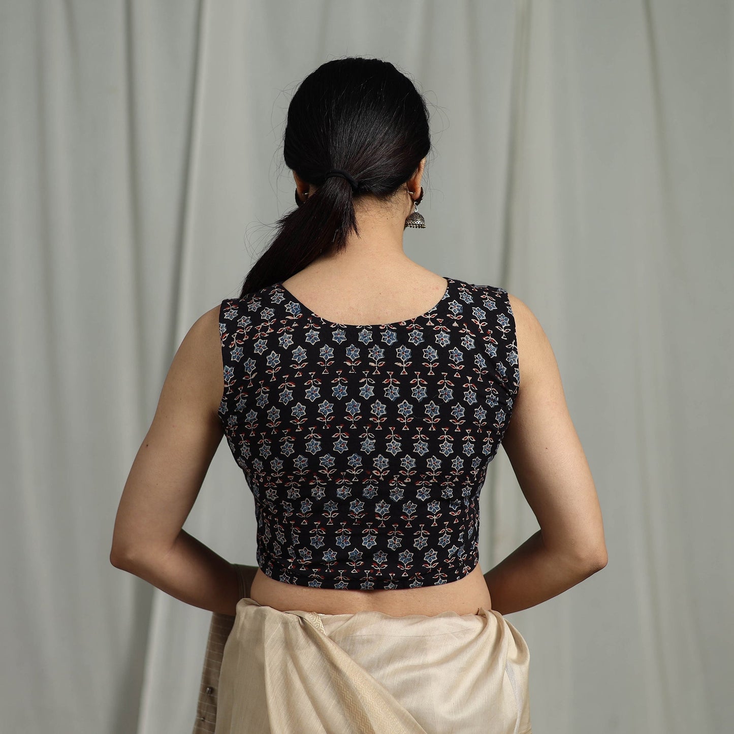 Hand natural dyed cotton readymade blouse 13 - handcrafted