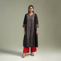 Hand block print natural dyed cotton a-line ajrakh kurta