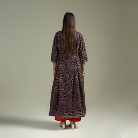 Hand block print natural dyed cotton a-line ajrakh kurta