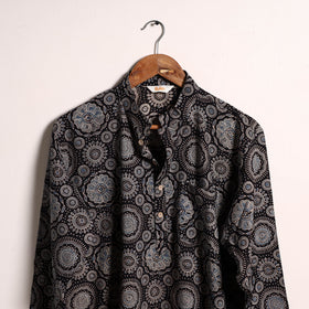 Hand natural dyed cotton short kurta for men 12