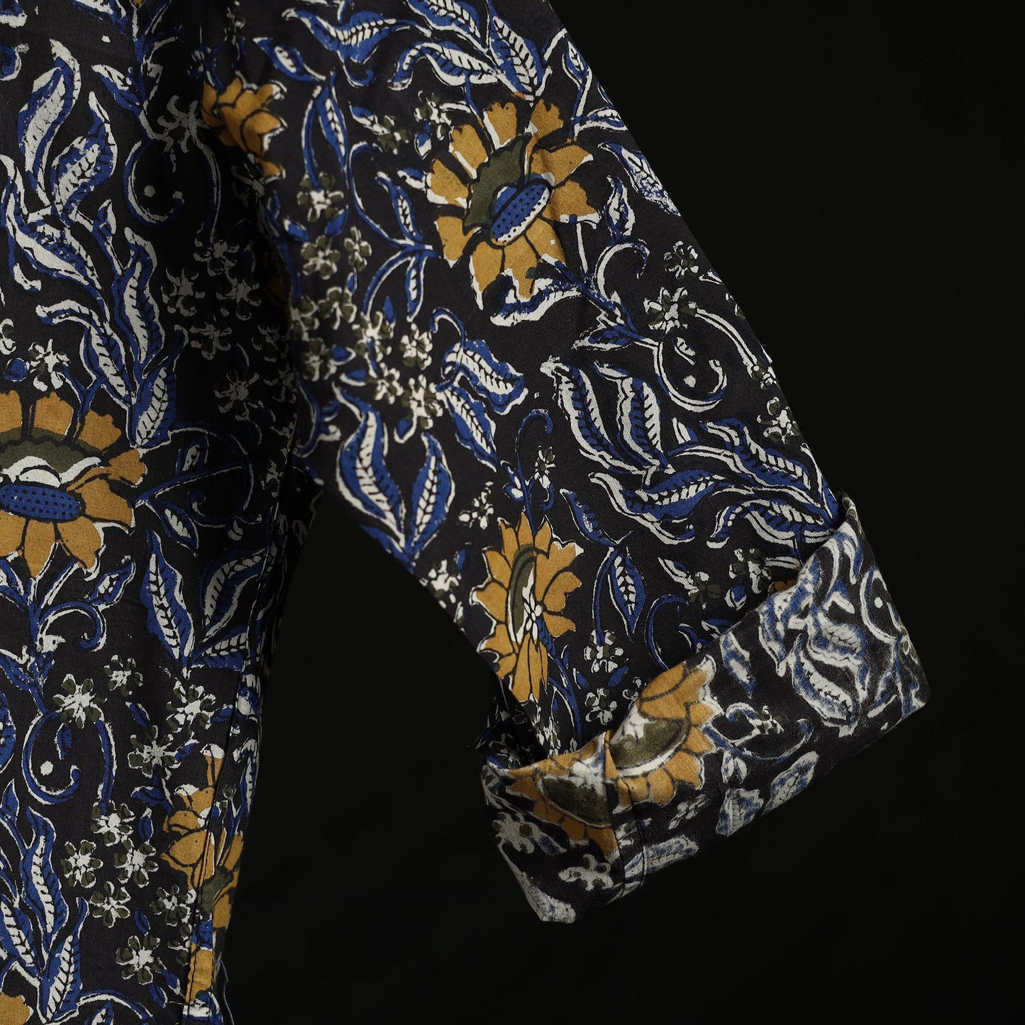 Hand block print natural dyed cotton short bagru kurta