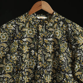 Hand block print natural dyed cotton short bagru kurta