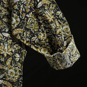 Hand block print natural dyed cotton short bagru kurta