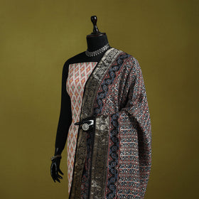 Hand natural dyed dola silk zari border dupatta