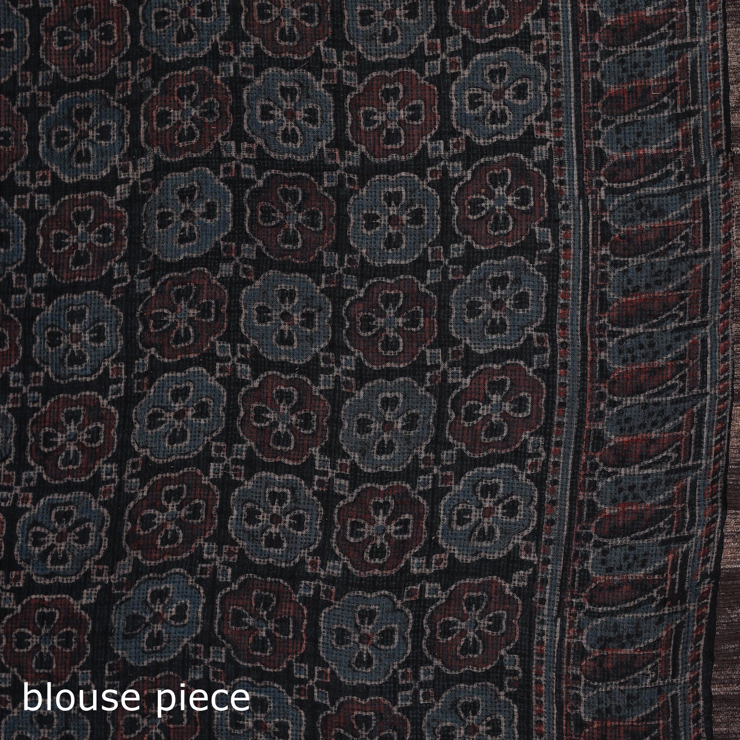 Hand block print natural dyed kota doria cotton ajrakh