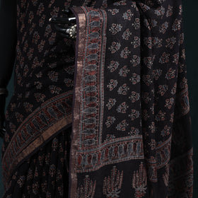 Hand block print natural dyed kota doria cotton ajrakh