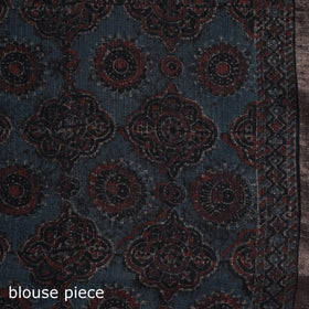 Hand block print natural dyed kota doria cotton ajrakh