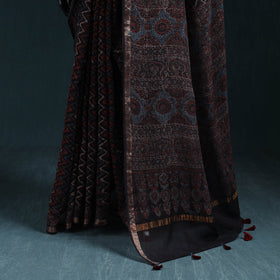 Hand block print natural dyed kota doria cotton ajrakh