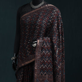 Hand block print natural dyed kota doria cotton ajrakh