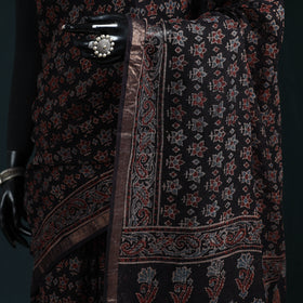 Hand block print natural dyed kota doria cotton ajrakh