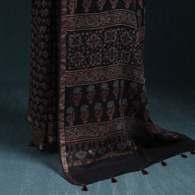 Hand block print natural dyed kota doria cotton ajrakh