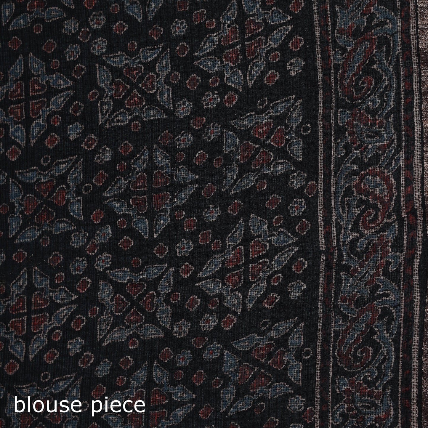 Hand block print natural dyed kota doria cotton ajrakh