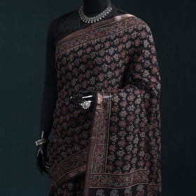 Hand block print natural dyed kota doria cotton ajrakh