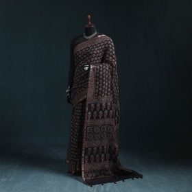 Hand block print natural dyed kota doria cotton ajrakh