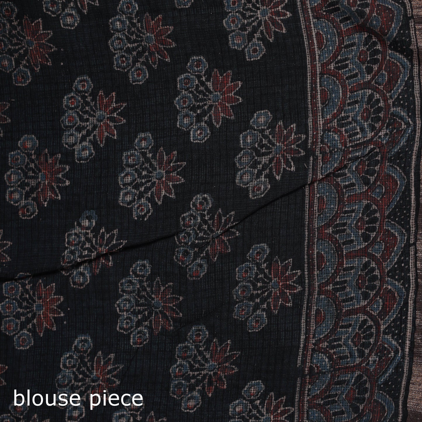 Hand block print natural dyed kota doria cotton ajrakh