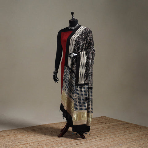 Hand natural dyed modal silk dupatta with lagdi patta 27