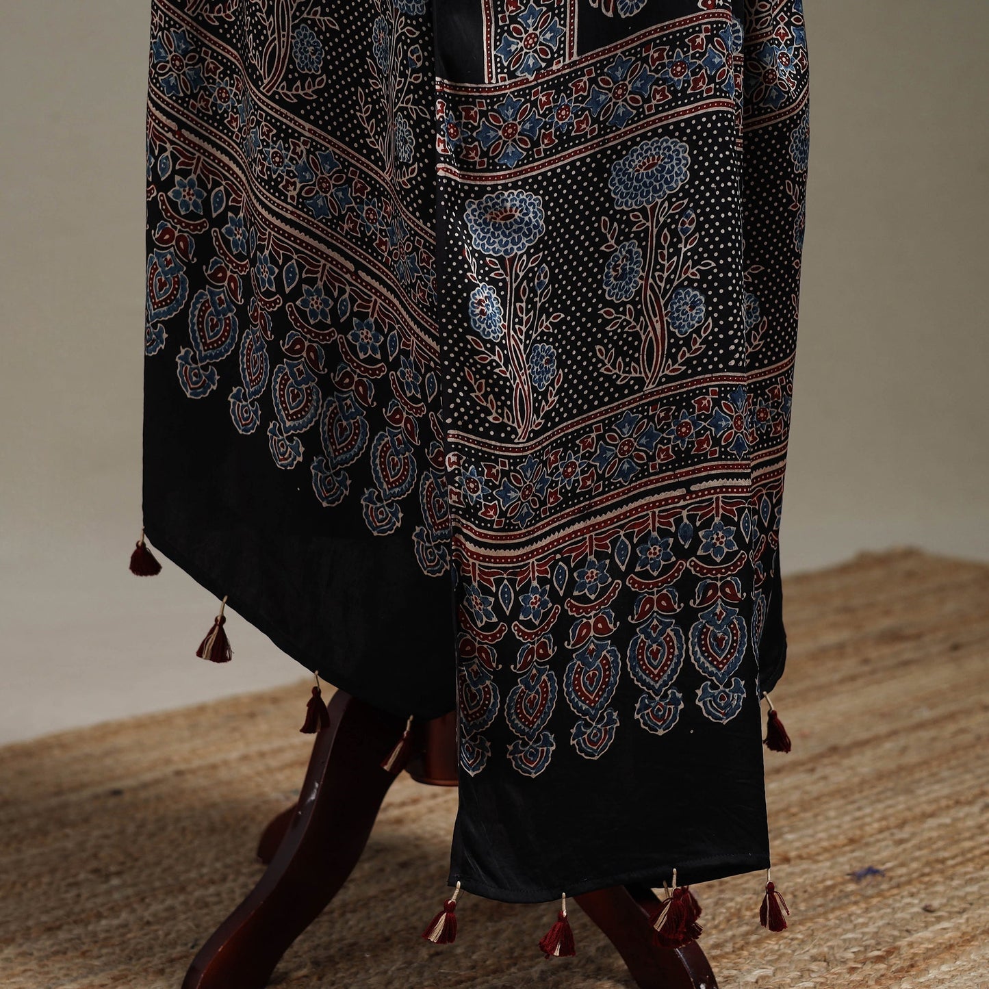 Hand natural dyed modal silk dupatta with tassels 25