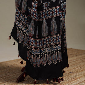 Hand natural dyed modal silk dupatta with tassels 22