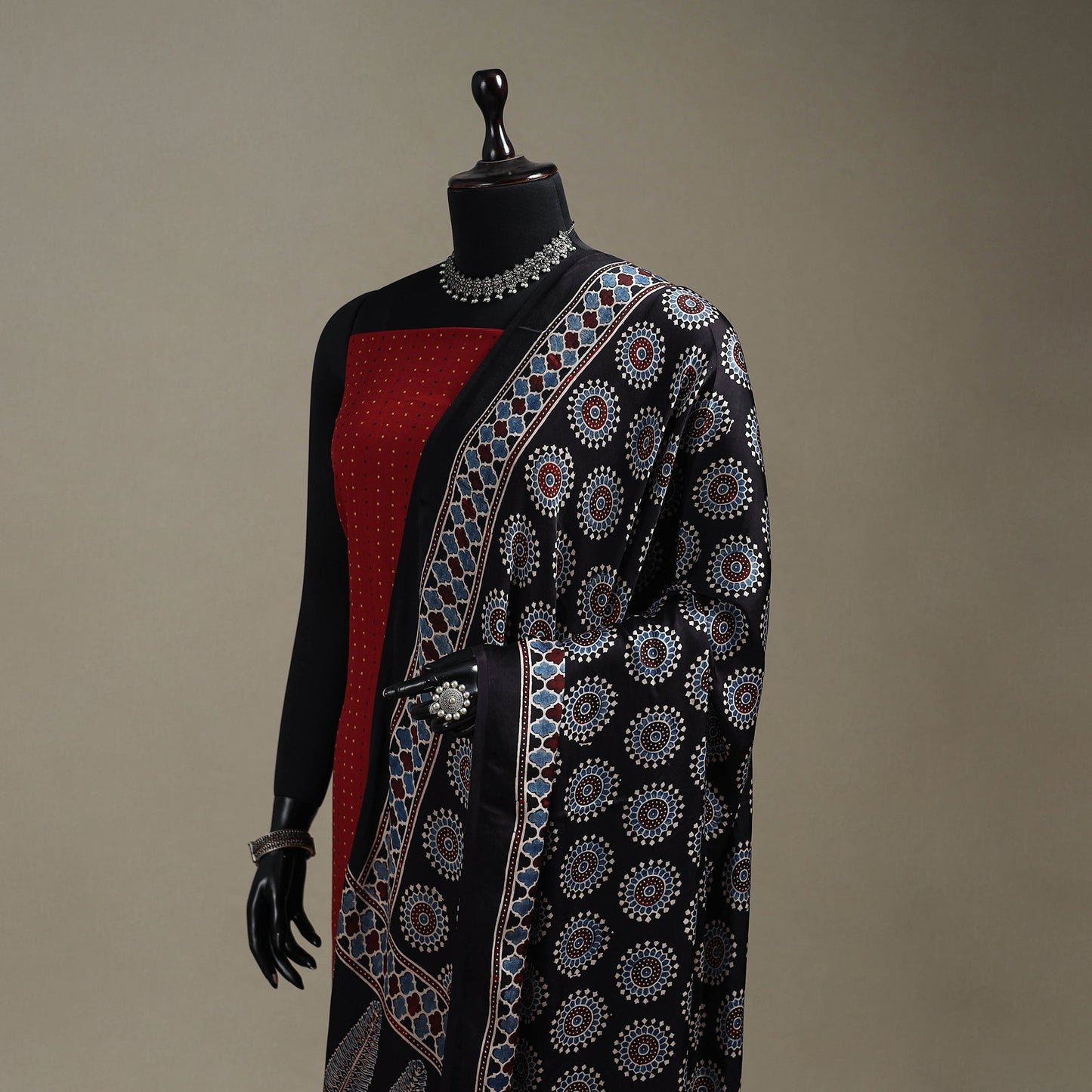Hand natural dyed modal silk dupatta with tassels 22