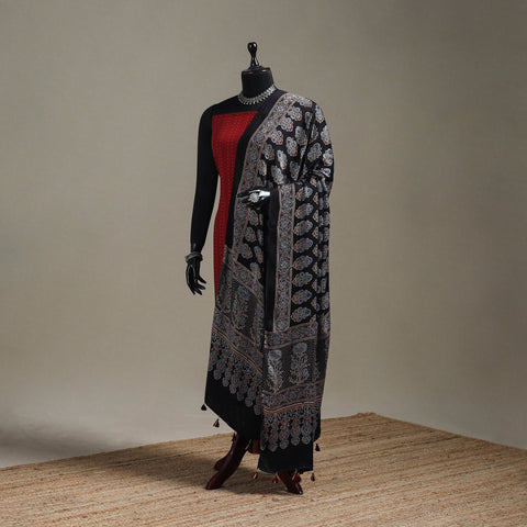 Hand natural dyed modal silk dupatta with tassels 25
