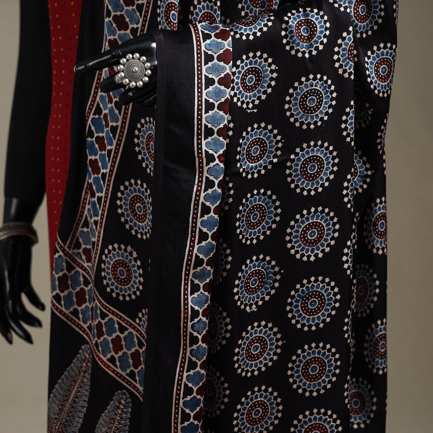 Hand natural dyed modal silk dupatta with tassels 22