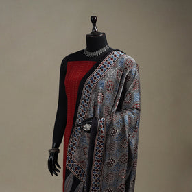 Hand natural dyed modal silk dupatta with tassels 19