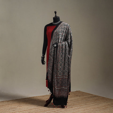 Hand natural dyed modal silk dupatta with tassels 18