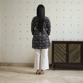  Hand Block Printed Cotton Short Bagru Kurta for Women