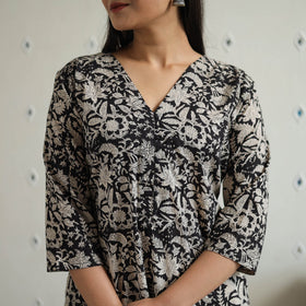  Hand Block Printed Cotton Straight Bagru Kurta for Women